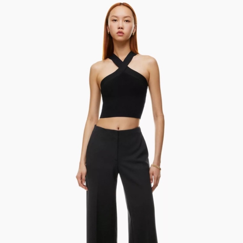 Aritzia Babaton Sculpt Knit Criss Cross Tank, black, Size Medium
